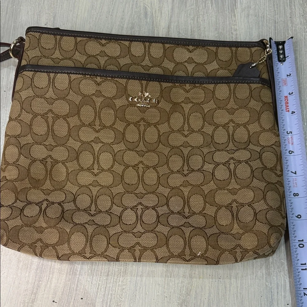 Coach Signature Brown and Tan Crossbody Bag